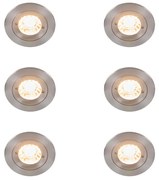 6 darabos modern, süllyesztett spotlámpa készlet, acél, kerek, IP44 - Xena