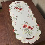 Asztali Futófelület 60x120 Fehér Dekoratív Hímzéssel