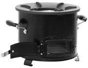 fekete fém fatüzelésű kempingtűzhely 36 x 26 x 22,5 cm