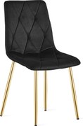 Fekete bársony étkezőszék LIBRA arany lábakkal