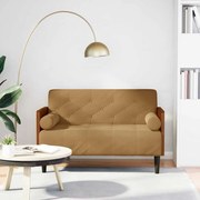 barna bársony loveseat kanapé párnákkal 110 cm