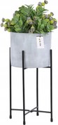 Kerámia kaspó Szürke beton fedő állvány fém matt virágágyás H33cm