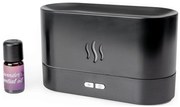 LED RGB ultrahangos aroma diffúzor és párásító, 180 ml, fekete, világítással