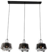 Függőlámpa fekete füstüveggel 30 cm hosszúkás 3-lámpás - Kevin