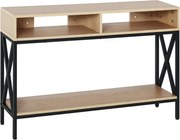 HOMCOM Tölgy-Színezett Előszobai Konzoltábla 2 Rekesszel és Polccal, 120x23.5x75 cm | Aosom
