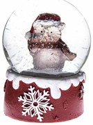 Bagoly karácsonyi hógömb piros, 6,5 x 8,5 cm