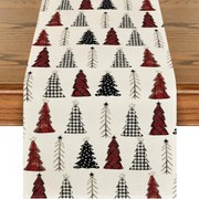 Len karácsonyi futó MERRY TREES 33x180 cm, krémszínű