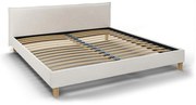 Krémszínű kárpitozott franciaágy ágyráccsal 200x200 cm Tina – Ropez