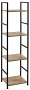 Intenso Home 4 szintes nyitott könyvespolc 29 x 112cm (Aranytölgy) | Univerzális tároló állvány fém lábakkal
