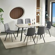 Catini LANDON Étkezőgarnitúra 6x szék + asztal, szürke/sötétszürke