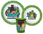 Minecraft Creeper étkészlet, micro műanyag szett, pohárral 260 ml