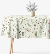 Goldea karácsonyi ovális teflonos terítő - téli ágacskák 120 x 160 cm