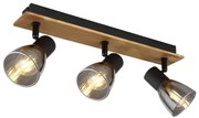 Globo 54307-3W - CLAUDE 3xE14/40W spotlámpa fekete/fa