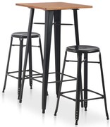 3-darabos fekete színű acél bárszett