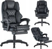 Irodai szék Főnöki szék Forgatható lábtartó Munkaasztal Fekete