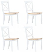4 db fehér és natúr színű tömör gumifa étkezőszék