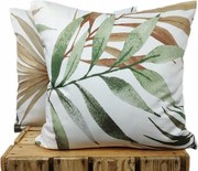 Párnahuzat szatén Prémium 100% pamut pálmafák egzotikus zöld Bézs 50x70
