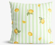 Goldea dekoratív párnahuzat - citromok zöld csíkos alapon 40 x 40 cm