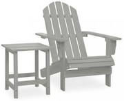 szürke tömör fenyőfa kerti adirondack szék asztallal