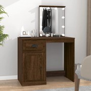 barna tölgyszínű szerelt fa pipereasztal LED-del 90x50x132,5 cm