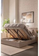 Szürkésbarna kárpitozott ágyneműtartós franciaágy ágyráccsal 180x200 cm Thessa Pillow – Bonami Selection