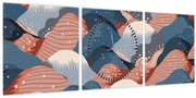 Kép - Japán hullámok (órával) (90x30 cm)