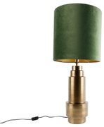 Asztali lámpa bronz bársony lámpabúra zölddel és arannyal 40 cm - Bruut