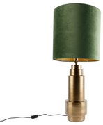 Tafellamp brons velours kap groen met goud 40 cm - Bruut