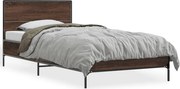 vidaXL barna tölgyszínű szerelt fa és fém ágykeret 90 x 200 cm
