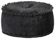 antracitszürke kerek bársony puff 40 x 20 cm