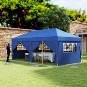 Outsunny Kültéri Kerti Pavilon Összecsukható Pop-Up Pavilon 3 x 6 m 6 Oldalfallal, Levegőztető Lyukakkal, Tartozék Szállítótáskával, Összecsukható Nap