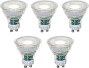 5 darabos GU10 50 mm-es dimmelhető LED izzókészlet, átlátszó, 2,5 W, 450 lm, 6500 K