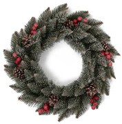 Kristály lucfenyő adventi koszorú 50cm