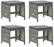 4 db szürke polyrattan kerti ülőke párnákkal