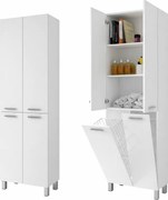 NORMANDIA 60 || Fehér, fürdőszoba szekrény, szennyestartóval, tárolóval és polcokkal