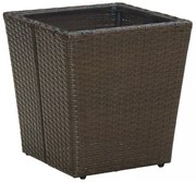barna polyrattan és edzett üveg dohányzóasztal 41,5x41,5x44 cm