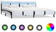 fehér LED-es műbőr ágykeret 180 x 200 cm