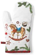 Karácsonyi hintalovas pamut edényfogó kesztyű 18x30 cm Christmas Toys