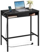 Bárasztal, magas konzolasztal töltőállomással és szövet fiókkal, fekete