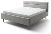 Szürke kárpitozott franciaágy tárolóhellyel és ágyráccsal 180x200 cm Lotte - Meise Möbel