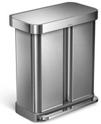 Simplehuman Pedálos szemetes szelektívhulladékgyűjtő, 58 l, csiszolt acél, FPP
