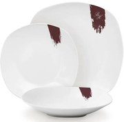 BerlingerHaus 18 darabos Leonardo tányérkészlet,fehér-bordó