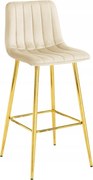 Bárszék POZZA VELVET arany lábakkal, krém színű