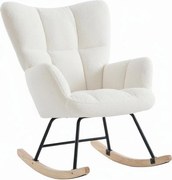 Hintaszék, relaxációs szék plüss szövet kárpitozással, fehér színű
