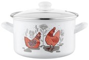 Emalia Pleszew Rubinka zománcozott edény fedővel , 20 cm, 3,7 l, 20 cm átmérőjű