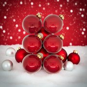 Cherry üveg karácsonyi gömb szett piros 6*8cm