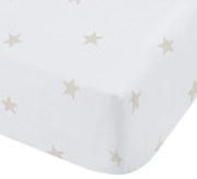 Fehér-bézs gumis egyszemélyes pamut gyerek lepedő 90x190 cm Mini Star &amp; Stripes – Bianca