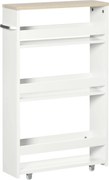 Kleankin 3-szintes Keskeny Fürdőszobai Tárolószekrény Oldalsó Fogantyúval és Kerekekkel Konyhához és Nappaliba Modern Stílus 48x15x80 cm Fehér | Aosom