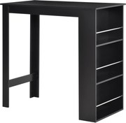 HOMCOM Bistro Bárasztal 3 Polccal Italokhoz és Bárhoz - Fa Szerkezetű Magas Asztal Konyhához és Nappalihoz 112x57x106 cm Fekete | Aosom