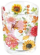 Őszi Virágmező üveg teamécsestartó 5,5x6 cm